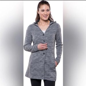 Kuhl Wool Blend Hooded Isla Long Fleece Jacket